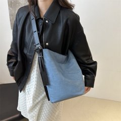 Lazy style washed denim shoulder bag women's new summer large capacity niche underarm crossbody bag versatile tote bag