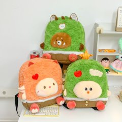 2024 New Cute Cartoon Apple Wishing Tree Plush Backpack for Female Middle and High School Students School Bag Doll Backpack