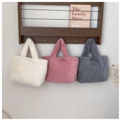 Women's small square bag plush bag large capacity cute plush bag autumn and winter style handbag high-end