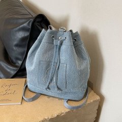 Bags Women's New Fashion Backpack Denim Bucket Bag Casual Versatile Student Class Universal School Bag
