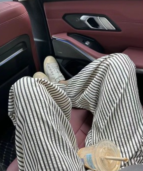Vertical Striped Wide Leg Pants Women's Summer New 2024 Straight Casual Loose Korean Style Floor-Mopping Pants Tall Extra Long Style
