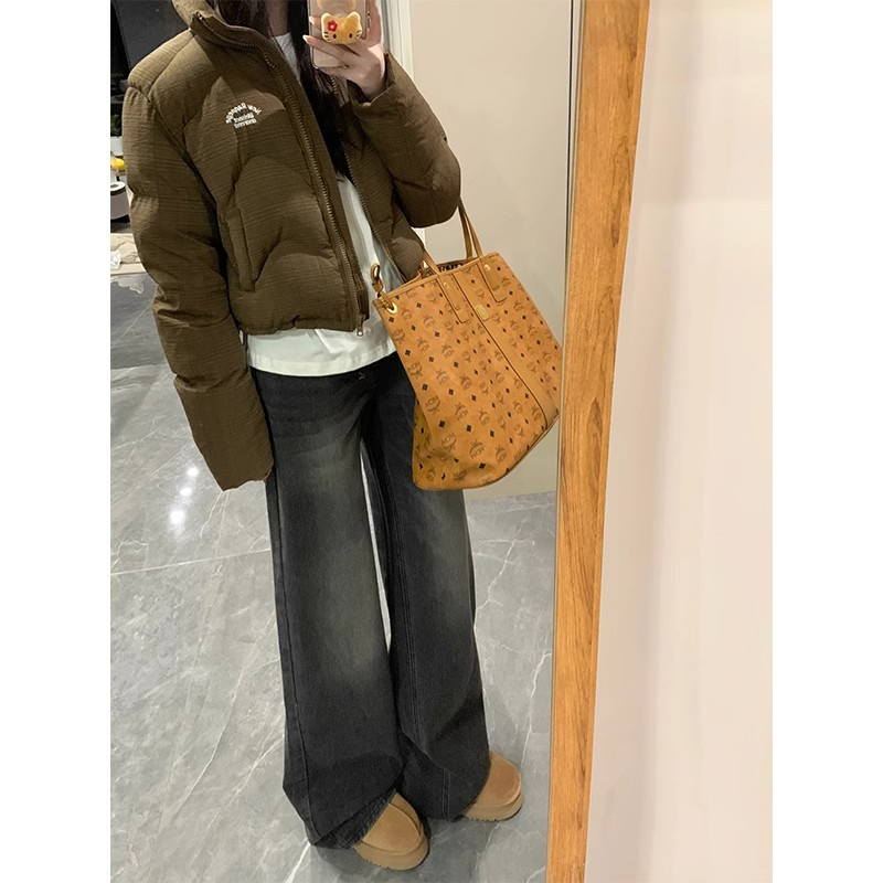 2024 Velvet Black Straight Jeans Women's Autumn and Winter Loose Wide Leg Hot Girl American High Waist Drape Long Pants