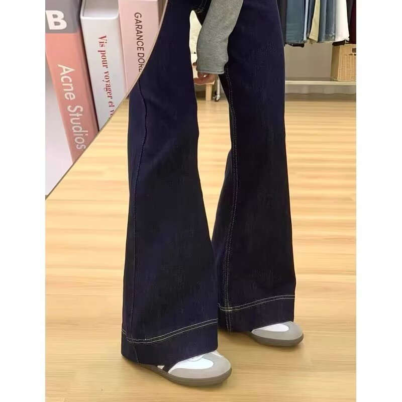 Large size S-5XL micro-flared denim tall women's 2024 new autumn high-waisted flesh-covering slimming nine-point pants