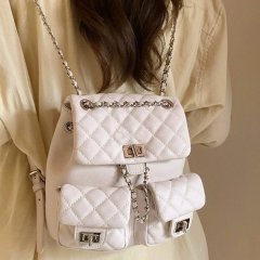 2024 New Xiaoxiangfeng Korean Style Versatile Chain Backpack Student Large Capacity School Bag Women’s Fashion Trendy Backpack