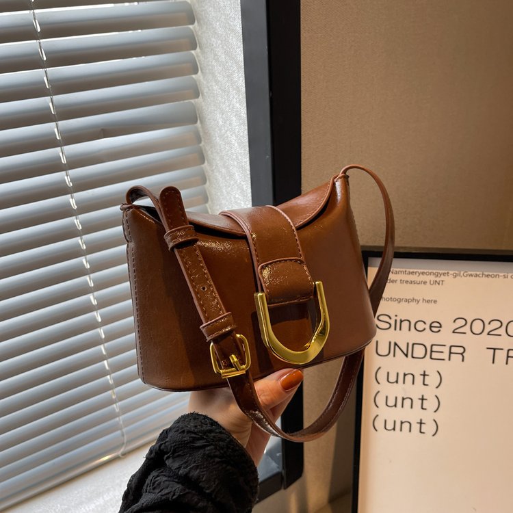 Shoulder bag niche design retro horseshoe lock crossbody bag 2024 autumn and winter new bucket bag trendy women's bag