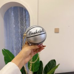 Mini personality niche single shoulder crossbody bag 2024 new style funny basketball bag chain bag small round bag