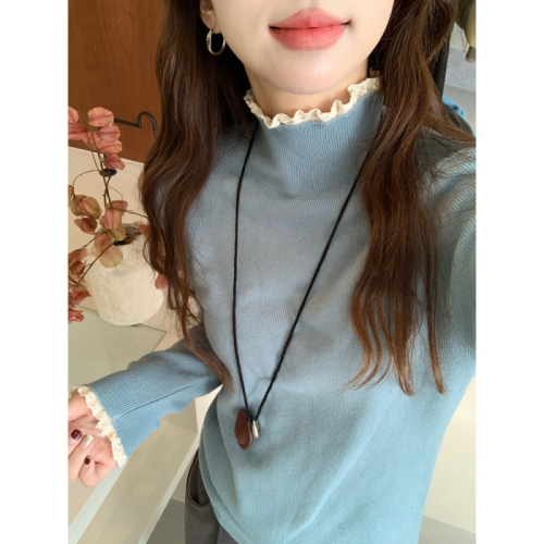 Berry Likes You Erhuan custom-made multi-color versatile lace bottoming shirt for women loose slimming knitted top