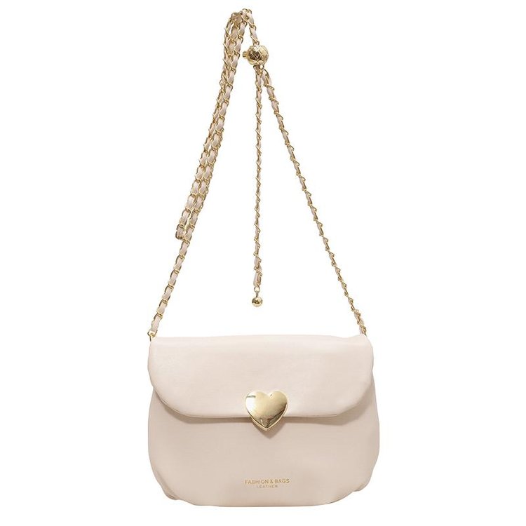 2024 new summer white bag for women, simple and versatile one-shoulder crossbody cloud bag, chain small square bag, saddle bag