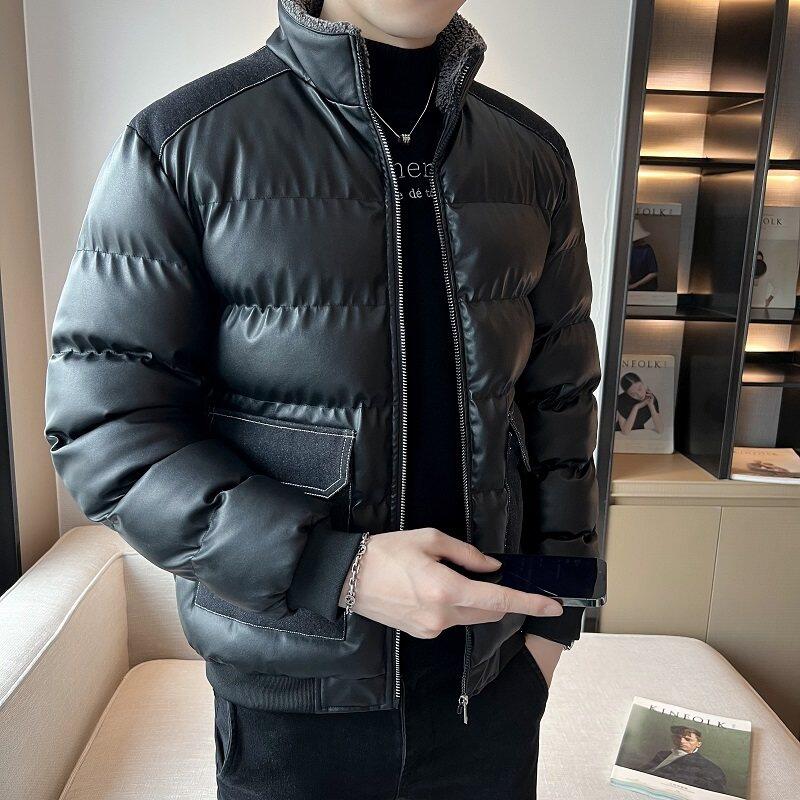 Men's slim cotton cotton coat, light luxury leather jacket