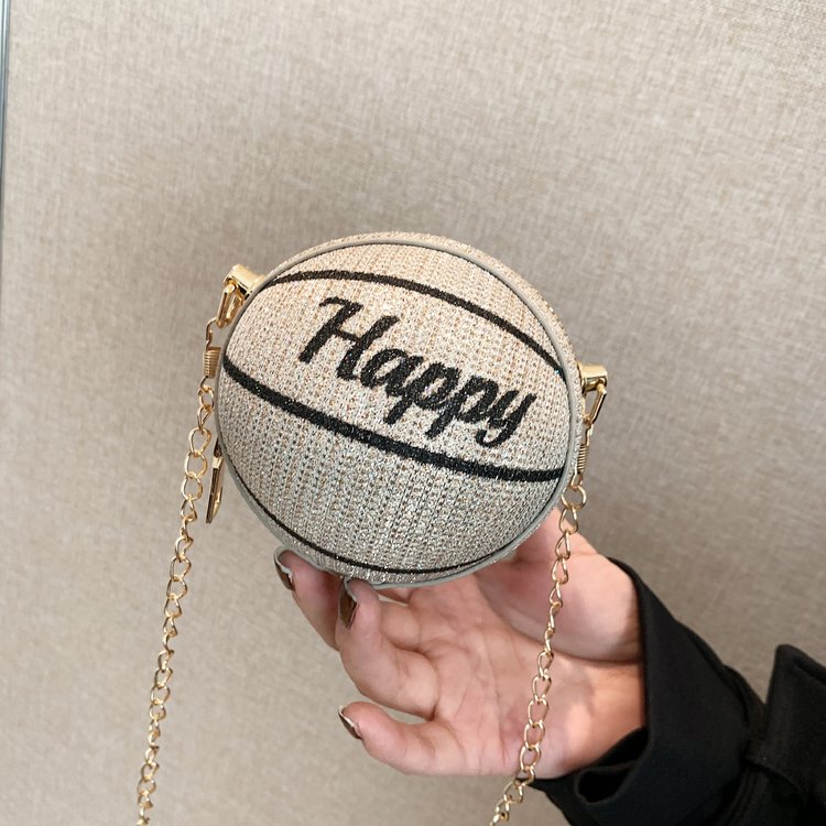 Basketball shape bag new fashion hand-held splicing bag personalized round women's bag versatile shoulder crossbody bag