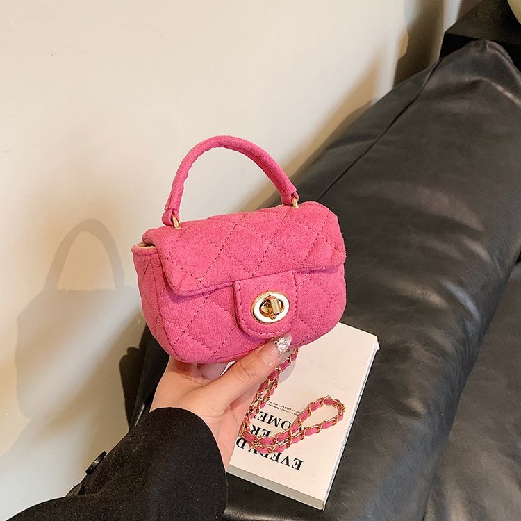 High-end and fashionable mini lipstick bag, rhombus fragrant and French-style internet celebrity's same style as Xiaohongshu super popular parent-child cross-body bag
