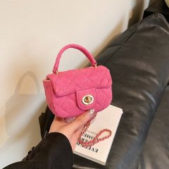 High-end and fashionable mini lipstick bag, rhombus fragrant and French-style internet celebrity's same style as Xiaohongshu super popular parent-child cross-body bag