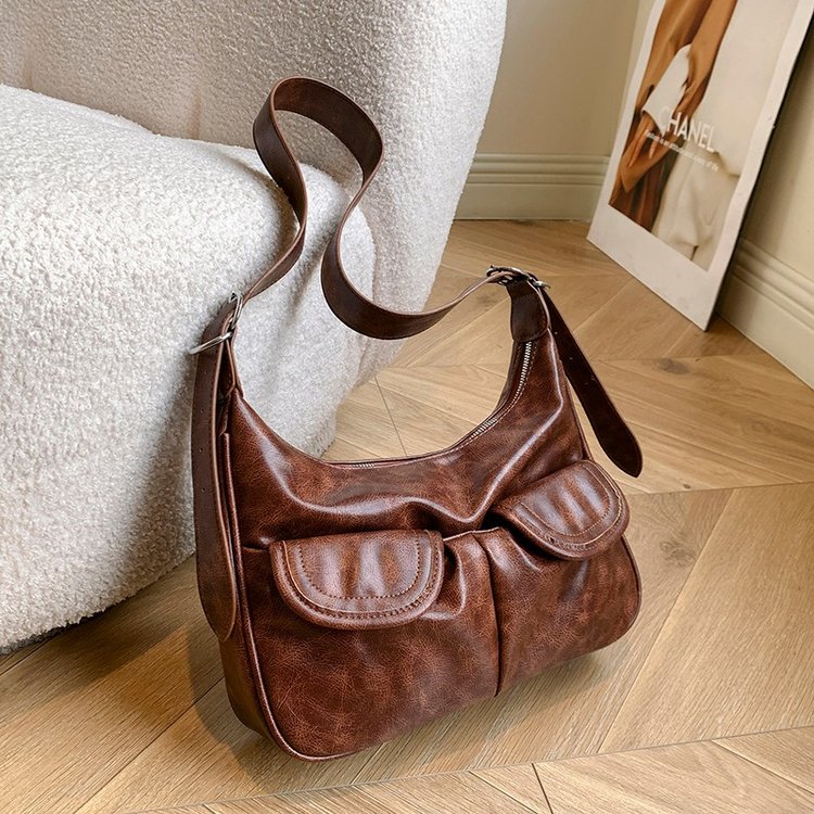 Maillard Distressed Underarm Bag Women's 2024 New Retro Fashion Women's Bag Versatile Western Style Handheld Crossbody Bag Women
