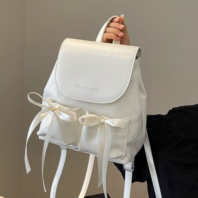 Ballet sports style girly sweet bow double pocket backpack summer new class commuting travel backpack