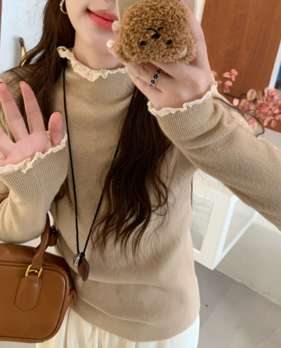 Berry Likes You Erhuan custom-made multi-color versatile lace bottoming shirt for women loose slimming knitted top