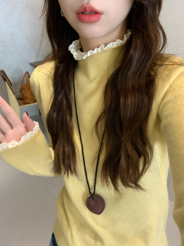 Berry Likes You Erhuan custom-made multi-color versatile lace bottoming shirt for women loose slimming knitted top