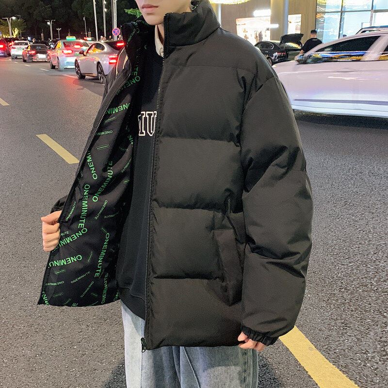 Cotton coat men's autumn and winter new black stand-up collar thickened cold-proof and warm youth cotton coat