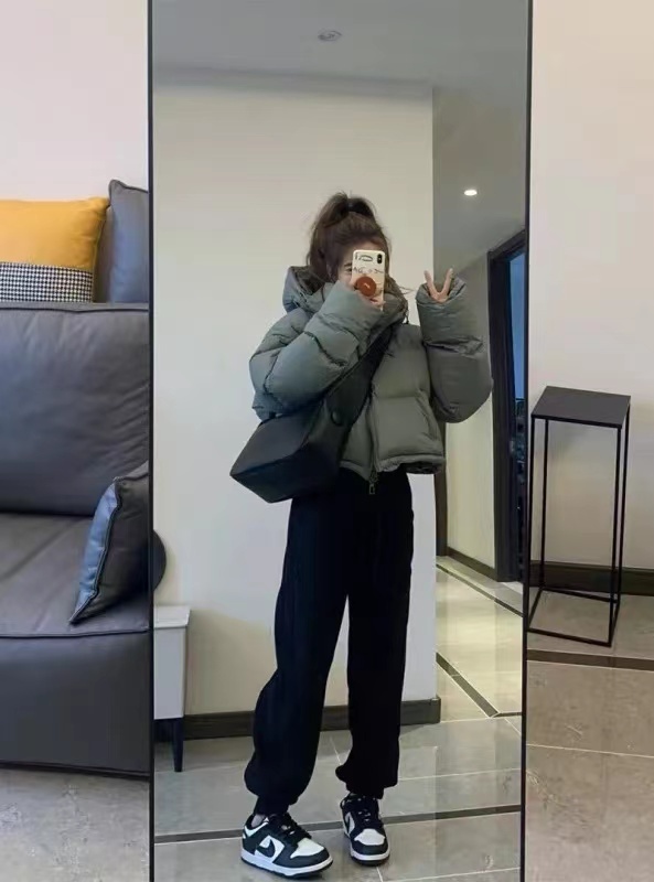 American straight-leg black sports pants for women in autumn and winter, thickened high-waisted slimming loose wide-legged casual sanitary trousers