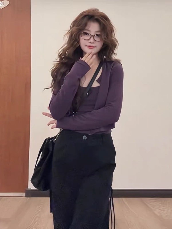Unique and beautiful little suit autumn women's clothing 2024 new early autumn chic slimming ootd outfit for fat girls