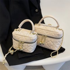 High-end textured bags for women 2024 new trendy versatile crossbody bag rhombus chain small square bag fashionable handbag