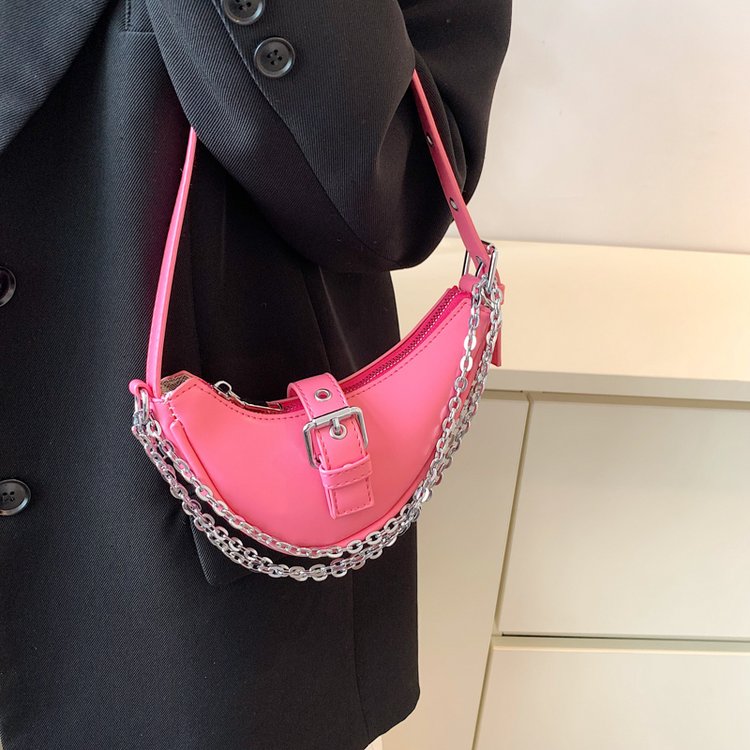 Korean Fashion 2024 New Simple Dumpling Bag Solid Color French Western Style Crossbody Women's Bag Chain Armpit Bag