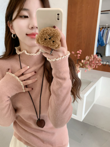 Berry Likes You Erhuan custom-made multi-color versatile lace bottoming shirt for women loose slimming knitted top