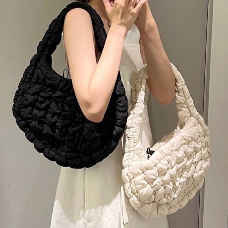 Down Bag Cloud Puff Korean Style Casual Versatile Crossbody Bag Korean Style Pleated Puff Commuting Large Capacity Bag for Women