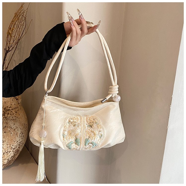 Ancient style new Chinese style embroidered thread bag women's bag 2024 new niche design ethnic style crossbody bag popular shoulder bag