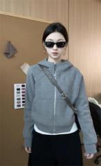 Winter fleece hooded zipper jacket-