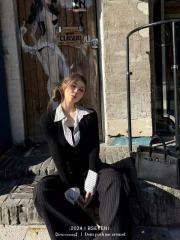 Large size fat MM Korean fake two-piece long-sleeved T-shirt women's autumn and winter 2024 new slim slim fashion chic top