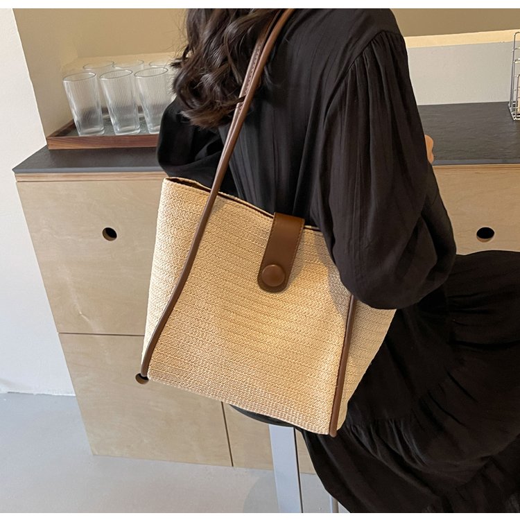 Summer large-capacity woven tote bag for women 2024 new popular popular shoulder bag seaside beach straw bag