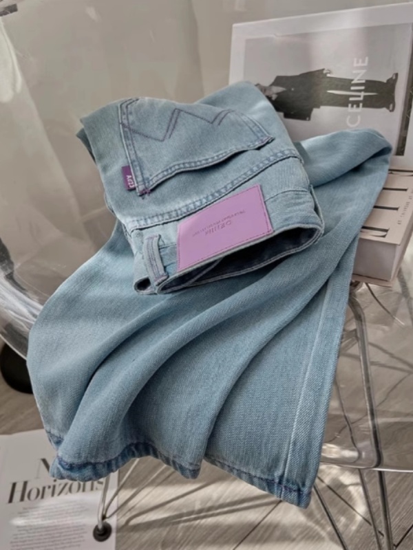 High-waisted Tencel wide-leg jeans for women, plus size, summer thin, pear-shaped figure, fat mm, slimming and drapey ice silk straight pants