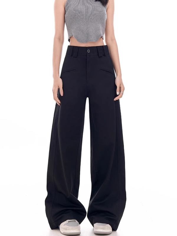 Official picture of suit pants for women in autumn and winter new style fat sister mm design high waist loose slim casual wide leg pants trendy