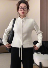 German velvet thickened stand-up collar long-sleeved sweatshirt jacket for women autumn and winter plus size fat mm warm double zipper cardigan inner top