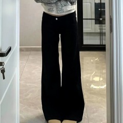 Nine points & trousers & Douyin quality black bootcut jeans for women in autumn and winter with elasticity to slim down the pear-shaped figure