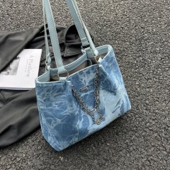 New large-capacity chain canvas bag shoulder bag high-quality college student commuting tote bag