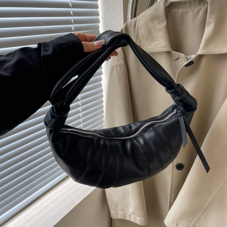 Cross-border hot-selling linen-coated croissant, same style as celebrity internet celebrity [high-end version] croissant bag, dumpling bag