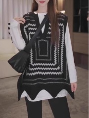 Designed sweater layered vest for women autumn and winter outer sweater 2024 new sleeveless temperament top