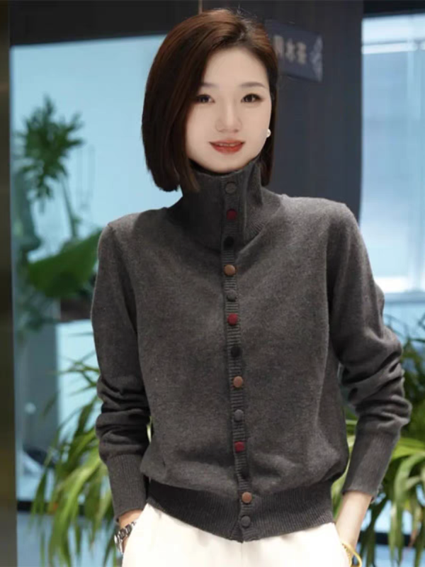 MINGGANG/minggang 100 pure wool color button fake cardigan temperament knitted sweater MG7239