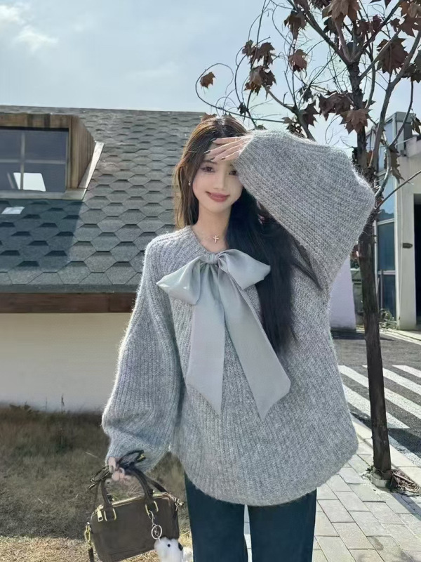 Fat Sister Winter New Korean Style Two-Wear Design Warm Pullover Slimming Loose Lazy Temperament Sweater for Women