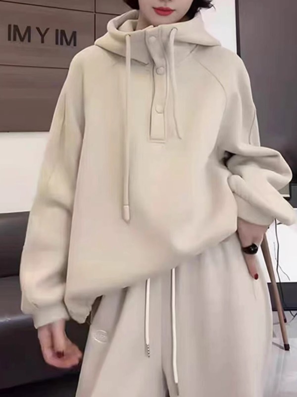Thickened hooded sweatshirt women's autumn and winter loose coat 2024 new large size fat mm all-match casual top long sleeve
