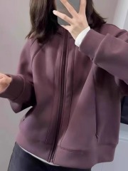 Fashionable velvet zipper hooded cardigan sweatshirt jacket for women winter 2024 new slim and versatile loose top trendy