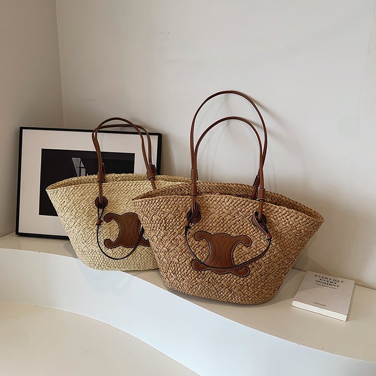 Handmade straw bag summer large-capacity tote bag seaside vacation beach bag shoulder bag Korean style niche women's bag