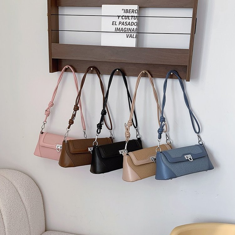 Foreign trade niche design bag new contrast color casual commuting versatile armpit bag retro one-shoulder baguette bag