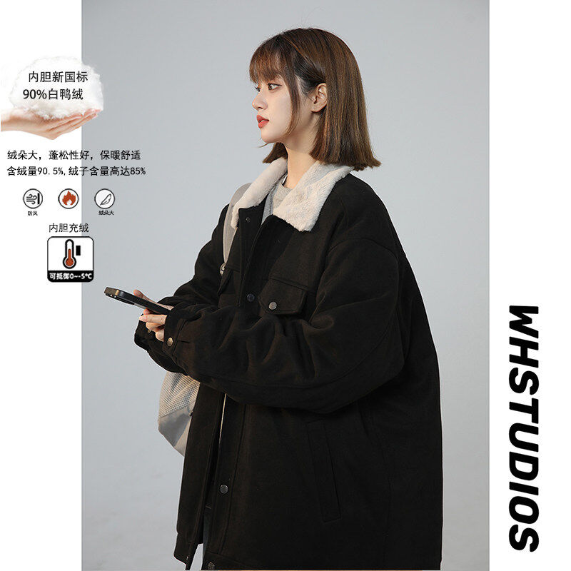 New national standard 90 down live broadcast quality down jacket fur collar loose thickened down jacket