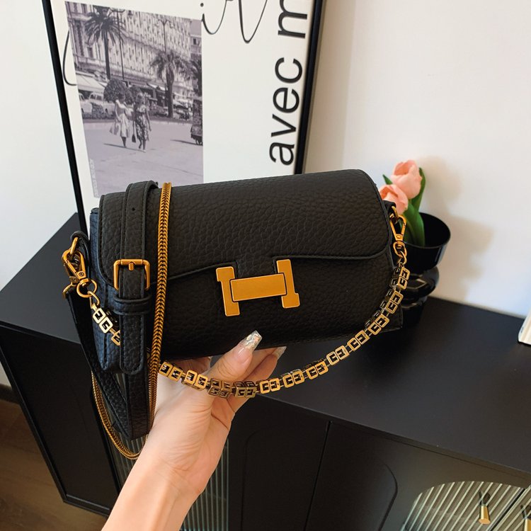 Niche versatile western style crossbody bag for women simple chain portable shoulder bag PU texture casual Korean style small square bag