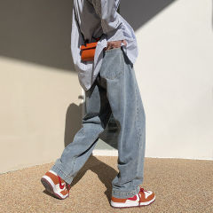 Hong Kong style design jeans, autumn men's and women's high street trendy versatile pants, retro trousers