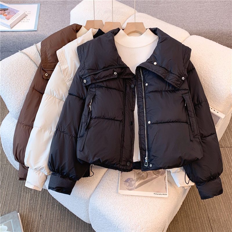 Down cotton-padded jacket for women winter 2024 new large size fat mm large lapel cotton-padded jacket short coat