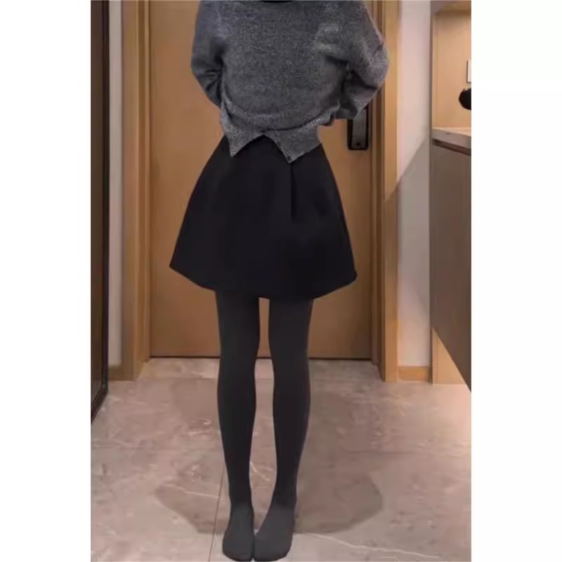 Plus size women's clothing for fat girls in autumn and winter thickened casual woolen skirt pear-shaped figure high waist slimming skirt