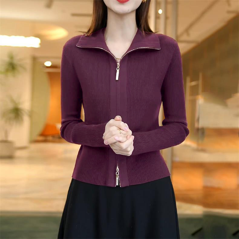 Official picture of sweaters for women 2024 autumn and winter new slim long-sleeved short versatile cardigans slim temperament bottoming shirt